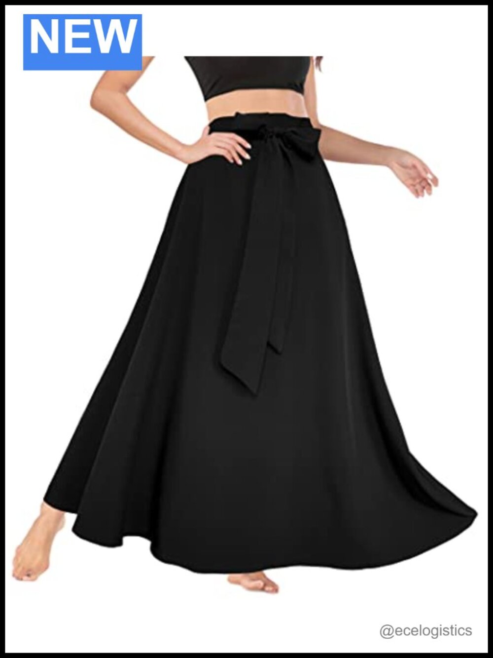 Women's High Waist Flow A-Line Wrap Maxi Skirt with Pockets